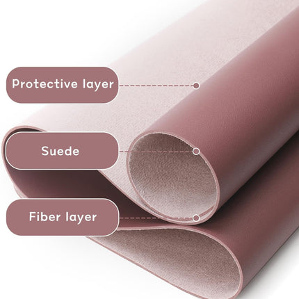 Non-Slip Leather Desk Pad L Size, Waterproof Laptop Computer Desk Keyboard Mat, Table Protector Blotter Mat, Large Mouse Pad for Office/Work/Home/Decor(Dark Pink, 35.4" X 17")