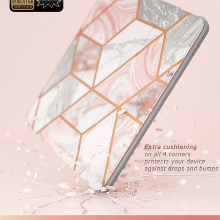 Cosmo Case for Ipad Air 5Th Generation/4Th Generation 10.9 (2022/2020), Full-Body Trifold with Built-In Screen Protector Protective Smart Cover with Auto Sleep/Wake & Pencil Holder (Marble)