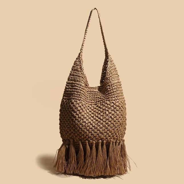 2022 Tassel Straw Bag Woven Rattan Shoulder Messenger Bag New Beach Handbag Women