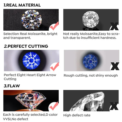 KNB Real 0.5-1Ct Moissanite Diamond round Stud Earrings for Women 925 Sterling Silver Wedding Earring Luxury Fine Jewelry Gifts