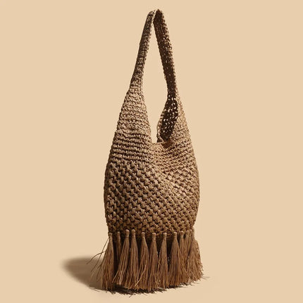 2022 Tassel Straw Bag Woven Rattan Shoulder Messenger Bag New Beach Handbag Women