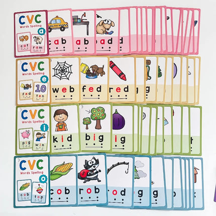 Kids CVC Words Learning Cards ESL Teaching Materials for Toddlers Sight Words Teaching Aids Vocabulary Educational Montessori