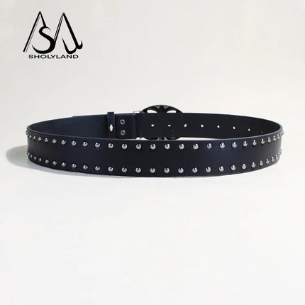 2025 New Y2K Spicy Girl Willow Nail Trendy Belt Women'S Versatile Retro Jeans Fashion Belt Dark Style Decorative Belt Women