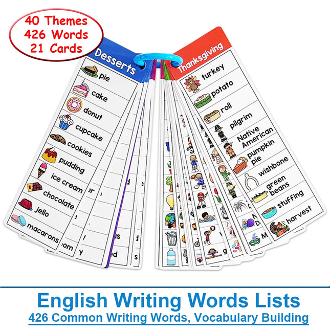 English Writing Words Lists Cards ESL Teaching Materials Sight Words Vocabulary Building Autism Learning Toys Montessori