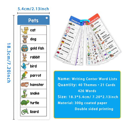 English Writing Words Lists Cards ESL Teaching Materials Sight Words Vocabulary Building Autism Learning Toys Montessori