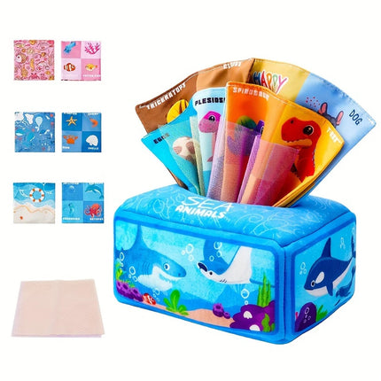 Tear-Resistant Cloth Book for Babies 0-3 Years - Organic Cotton Chewable Sensory Toy with 7 Pull & Play Pages, Montessori Early