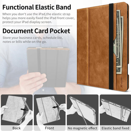 Case for Ipad Pro 12.9 2022 6Th/5Th/4Th/3Rd Generation 2021 2020 2018 with Pencil Holder Pocket Soft TPU Back Shockproof, Auto Sleep/Wake, Vegan Leather