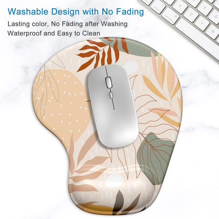 Ergonomic Mouse Pad with Gel Wrist Support Wrist Rest Smooth Surface Non-Slip PU Base Comfortable Office Supplies Pain Relief, 9.5 X 8 Inches, Abstract Art