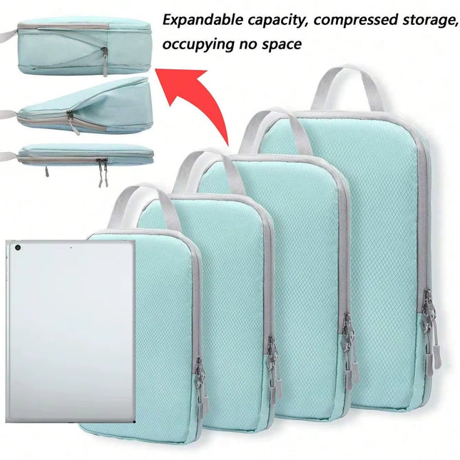 Set/6 Pcs Compressible Packing Travel Storage Bag Cubes Waterproof Suitcase Nylon Portable with Handbag Luggage Organizer Ryanai