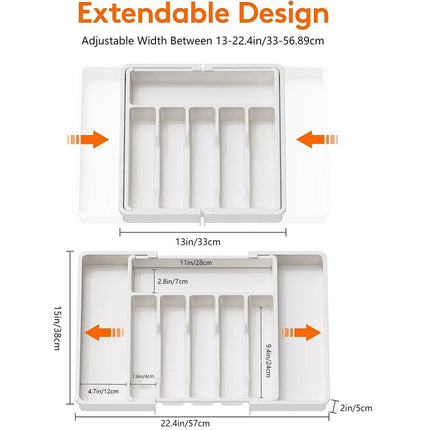 Upgradation Adjustable Flatware Tableware Organizer with Dividers Utensil Holder Plastic Storage Tray for Spoons Forks Knives