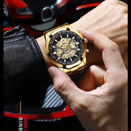 2024  Mens Watches Top Brand Luxury Stainless Steel Waterproof Hollow Out Blue Big Male Wristwatches Relogio Masculino