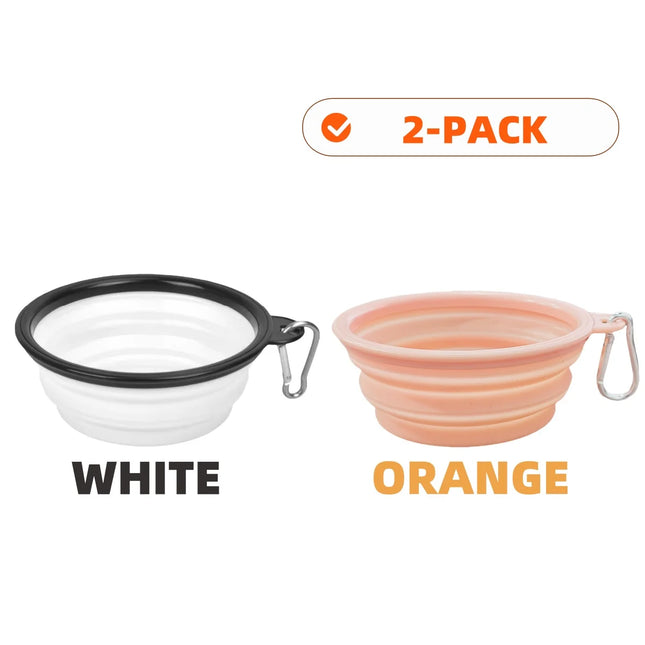 2Pcs Collapsible Pet Silicone Dog Food Water Bowl Outdoor Camping Travel Portable Folding Supplies Dishes with Carabiner