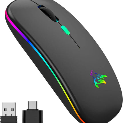Slim Silent LED Wireless Computer Mouse - Rechargeable, 2.4G Portable, USB Receiver, Suitable for Laptop, Desktop